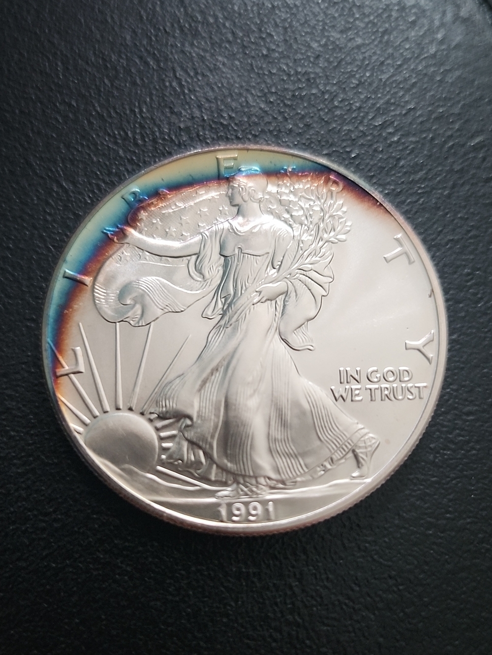 1991 American Silver Eagle 1oz. 999 Silver With Toning